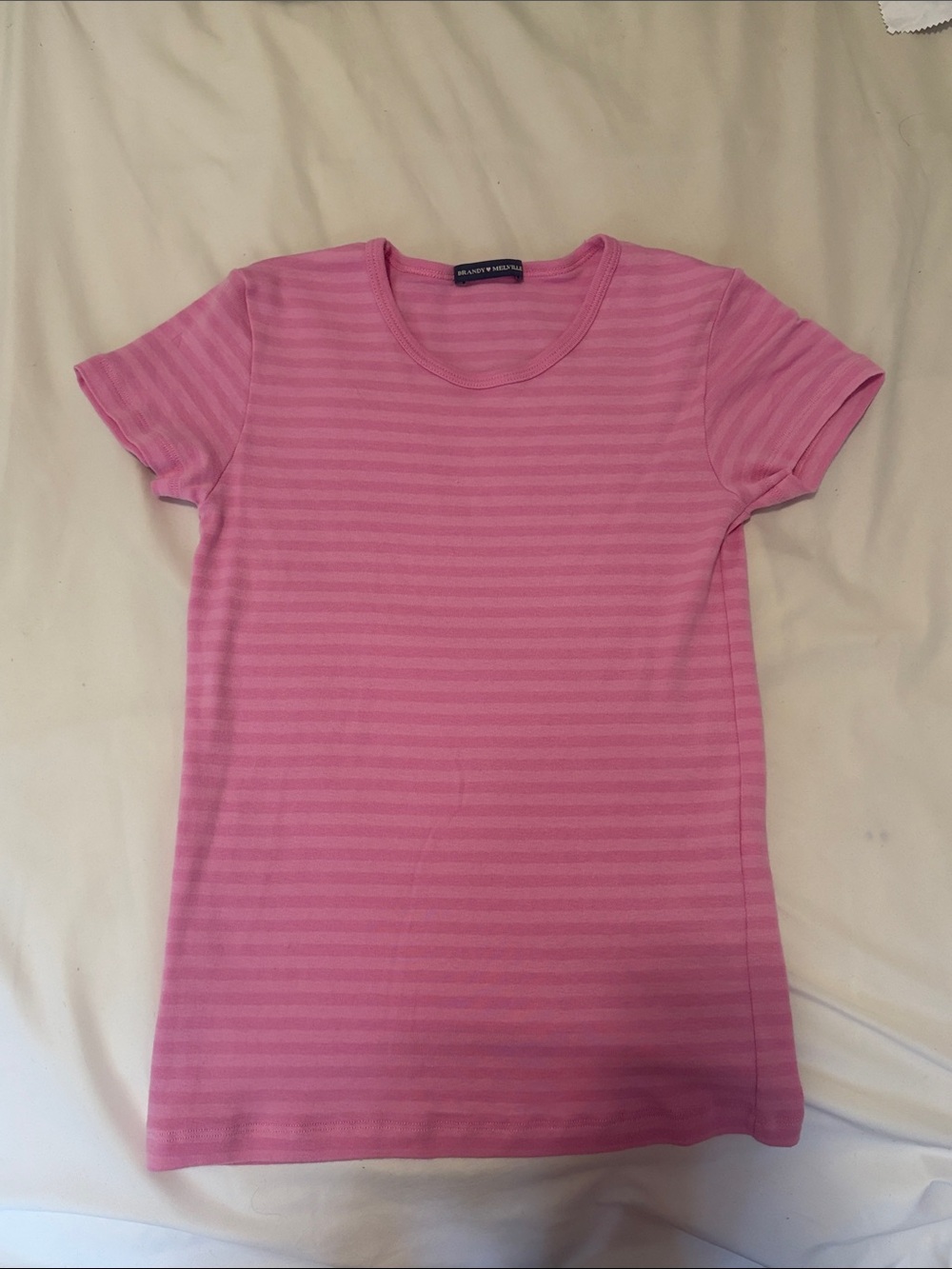 Brandy Melville Pink Striped Short Sleeve Tee